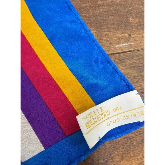 Elaine Gold For Collection XIIX Ltd. 100% Silk Striped Scarf Women's Accessory - Picture 7 of 12